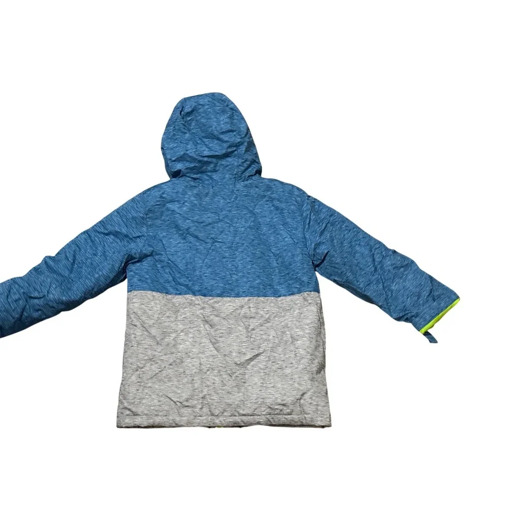 Swiss Tech Boys Blue Grey Neon Lime Colorblock Hooded Puffer Jacket Size 5T NP5